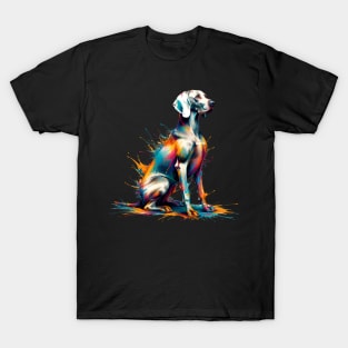 Weimaraner in Vibrant Splashed Paint Art T-Shirt